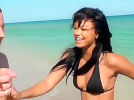 Ebony beachbabe doggystyled in pierced pussy