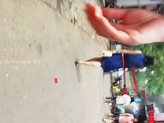 Elegant hot babe with perfect ass and legs giving a surprise