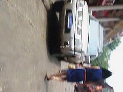 Elegant hot babe with perfect ass and legs giving a surprise