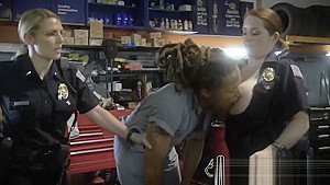 Female officers search mechanic shop when they find his tool