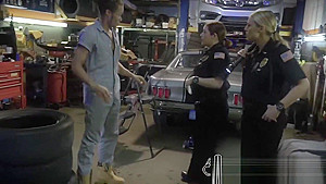 Female officers search mechanic shop when they find his tool