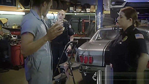 Female officers search mechanic shop when they find his tool
