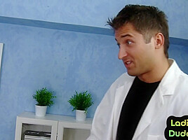 Femdom latex nurse fucks dude in pegging 3some with strapon