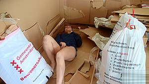 Filmed Homeless Girl Cums In Trash HD