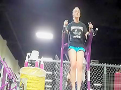 Fit girl puts on a show at the gym
