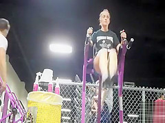 Fit girl puts on a show at the gym