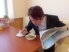 Flirtatious Asian Waitress In Pantyhose Foot Fetish