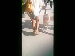 Following a sexy girl with great candid ass and stockings