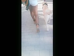 Following a sexy girl with great candid ass and stockings