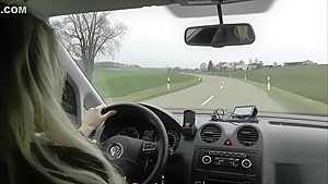 GERMAN Step mother JULIA SEDUCE YOUNG BOY HITCHER TO FUCK IN CAR