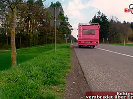 German Housewife At Public Pick Up In Car From Dude