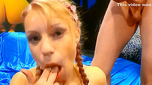 German blonde tattoo girl facials