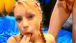 German blonde tattoo girl facials