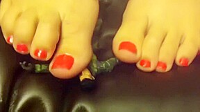 Giantess feet caught on couch