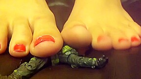 Giantess feet caught on couch