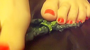 Giantess feet caught on couch