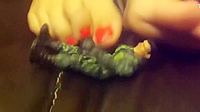 Giantess feet caught on couch