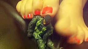 Giantess feet caught on couch