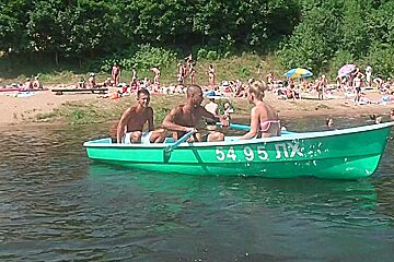 Girl double penetrated while boat trip