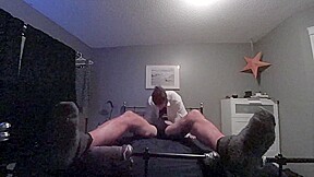 Girl sucks and tickles boyfriends tied toes till he orgasms