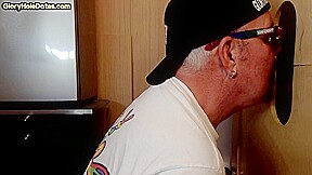 Gloryhole BJ DILF sucks Black cock and gets fucked in sling