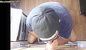 Gloryhole gay enjoys sucking nice dick while stroking it
