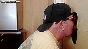 Gloryhole gaydaddy deepthroating cock in amateur closeup