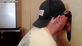 Gloryhole gaydaddy deepthroating cock in amateur closeup
