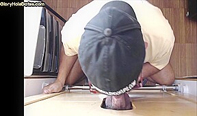 Gloryhole gaydaddy deepthroating cock in amateur closeup