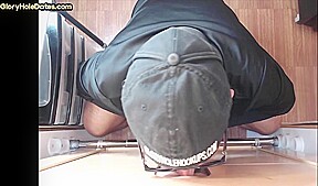 Gloryhole gaydaddy sucks and wanks cock till cum in mouth