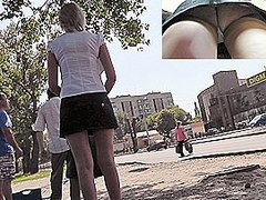 Golden-Haired upskirt clip
