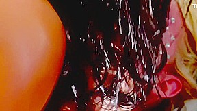 Gorgeous Asian lesbos with big tits licks and kiss sensually