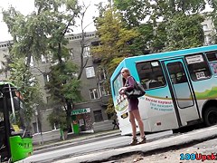 Gorgeous lady walks around in the upskirt free film
