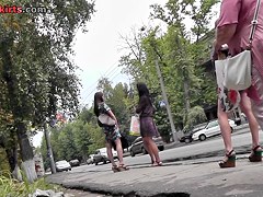 Gorgeous lady walks around in the upskirt free film