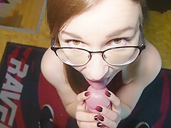 Greedy Perverted student 18+ Gets Her Glasses Cummed On