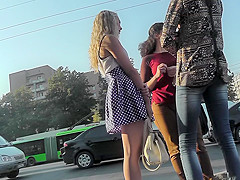 G-string of a sexy lady shown in free upskirt video