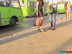 G-string of a sexy lady shown in free upskirt video