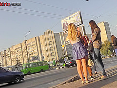 G-string of a sexy lady shown in free upskirt video
