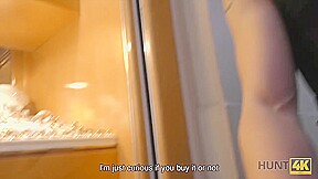 HUNT4K Pretty brunette fucked by stranger to earn cash for ring