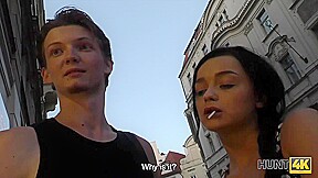 HUNT4K Pretty brunette fucked by stranger to earn cash for ring