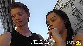 HUNT4K Pretty brunette fucked by stranger to earn cash for ring