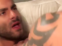 Hairy muscular men having sex