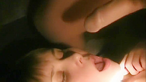 He cums all over her pretty face