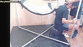 Homemade DILF assdrilled in sling after giving blowjob