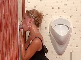 Horny Babe Gets Her Butt Covered With Slime At Gloryhole