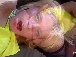 Horny Blonde - To Prepare For His Massive Cock Granny Shoves A Sex Toy Deep In Her Ass