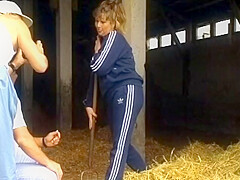 Horny German Bbw Making Her Dude Cum On A Farm