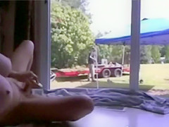 Horny Lady Masturbates At Home In Front Of Worker