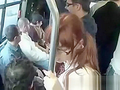 Horny girl fingerfucked to orgasm on bus