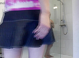 Hot Babe Catching A Milf Under The Shower - MatureNL